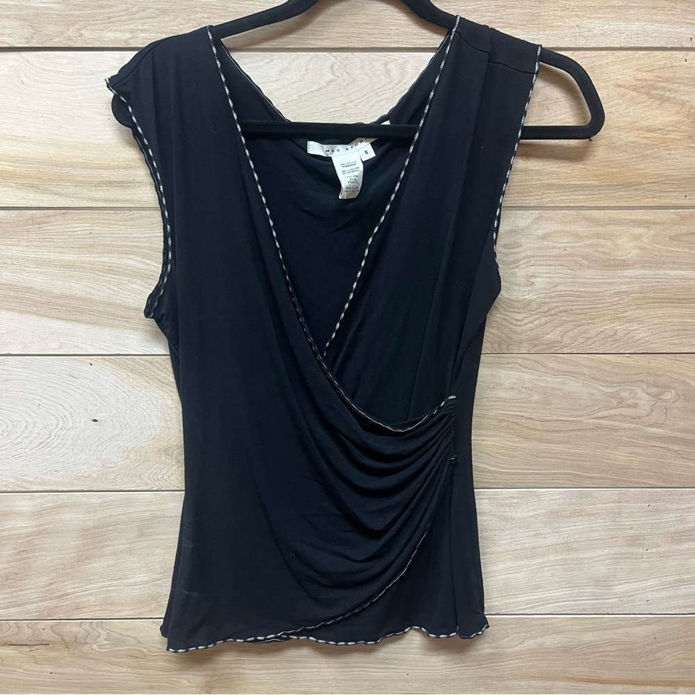 Vintage max studio faux wrap deep plunge tank top blouse